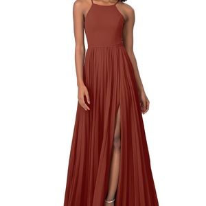 Azazie Terracotta Lennon Bridesmaid Dress